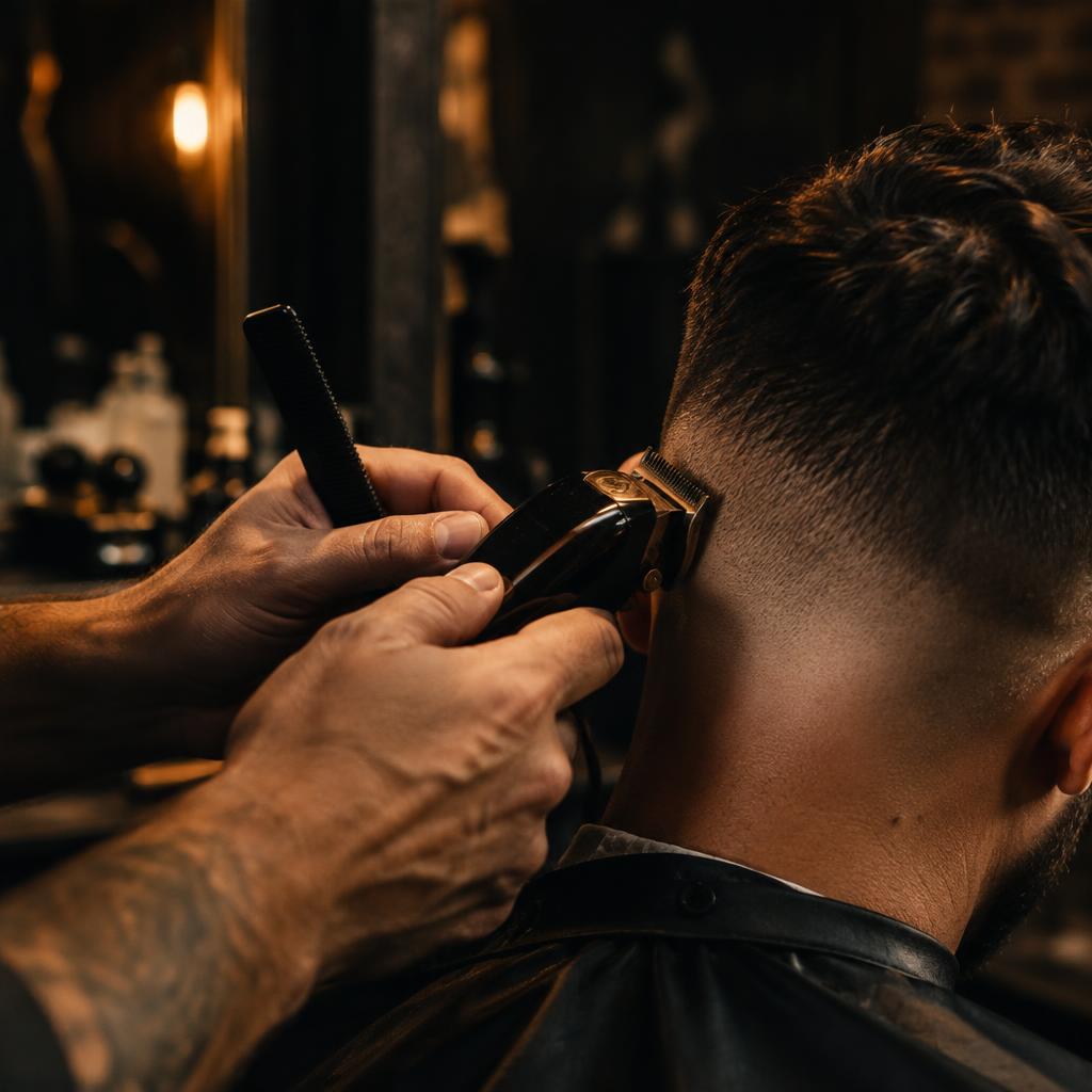 A fresh fade in progress at Hair By Henry
